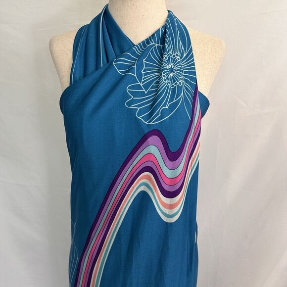 Vintage 70s Hawaiian Malihini Wrap Sarong Convertible Beach Cover Up Dress S/M/L - Picture 2 of 6